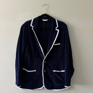 Navy Contrast-Trim Blazer Jacket by John Ashford